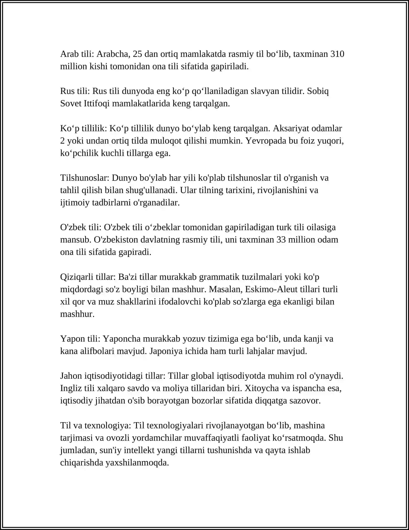 Tillar haqida qiziqarli faktlar 4