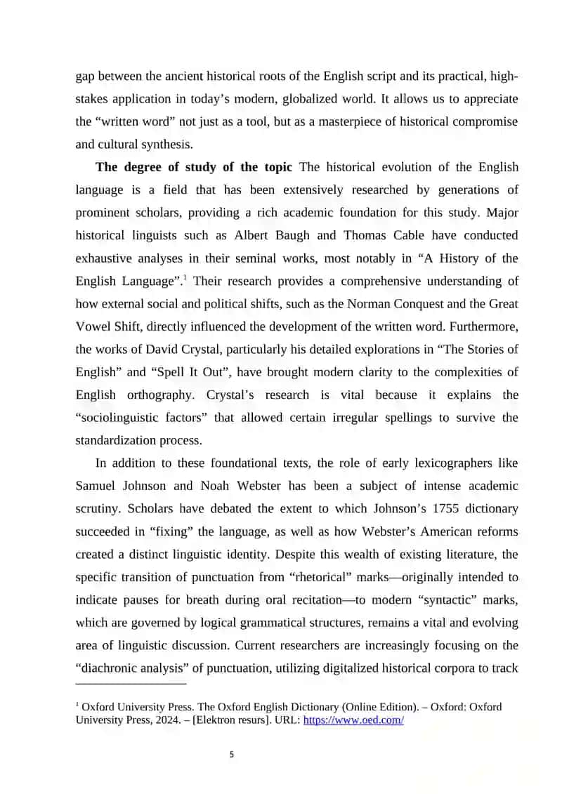 Development of spelling and punctuation standards in the English language history 4