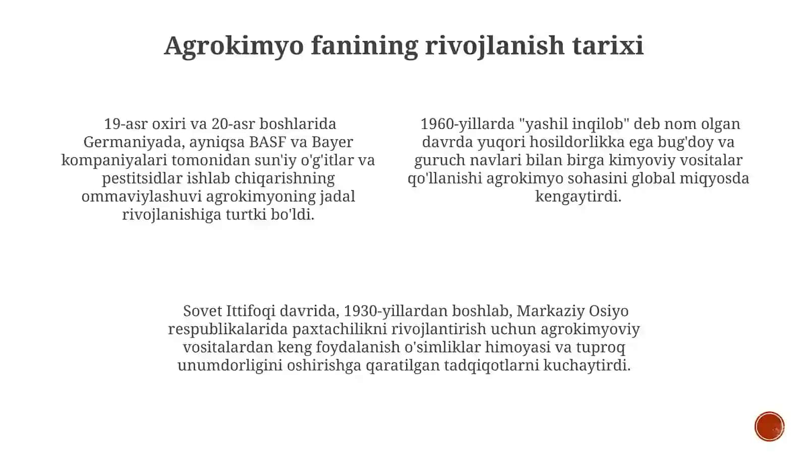 Agrokimyo fanining mazmuni, agrokimyo ning rivojlanishi 4