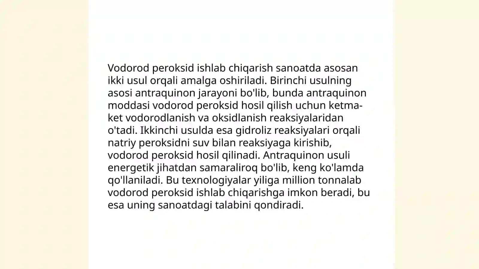 Vodorod peroksid,sanoatda ishlatilishi 4