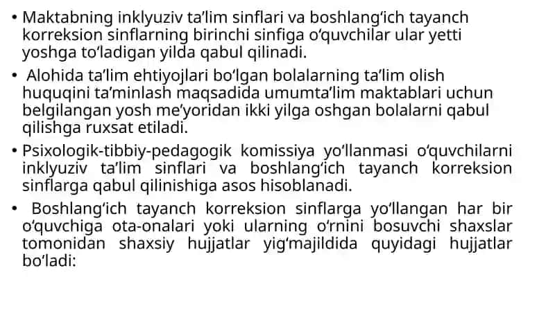 O'zbekistonda inklyuziv ta'limni rivojlantirish konsepsiyasi. Huquqiy masalalar 4