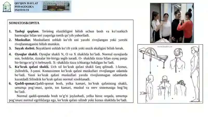 Bolalar va о‘smirlarning jismoniy rivojlanishini baholash.  Morfologik va funksional kо‘rsatkichlarni baholash. 4