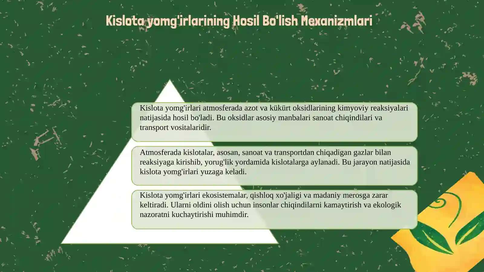Kislota yomg'irlari va ularning hosil bo'lishida inson omilining roli 4