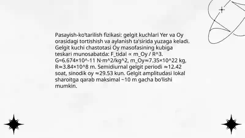 Dengiz suvining koʻtarilishi va pasayishidan xosil boʻladigan energiya zaxiralari 4