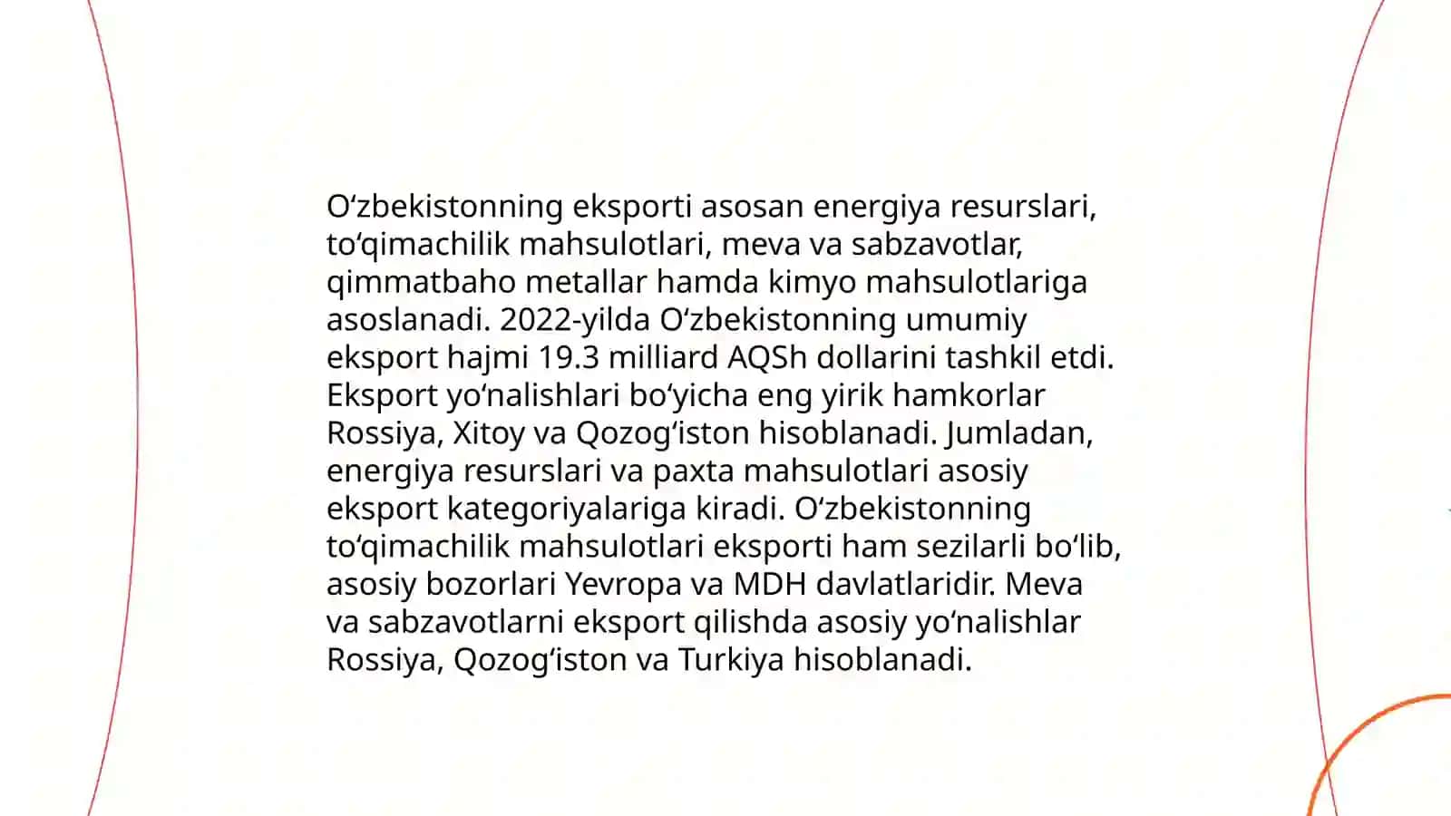 Jahon bozori va O‘zbekistonning eksport va import ko‘rsatkichlari 4