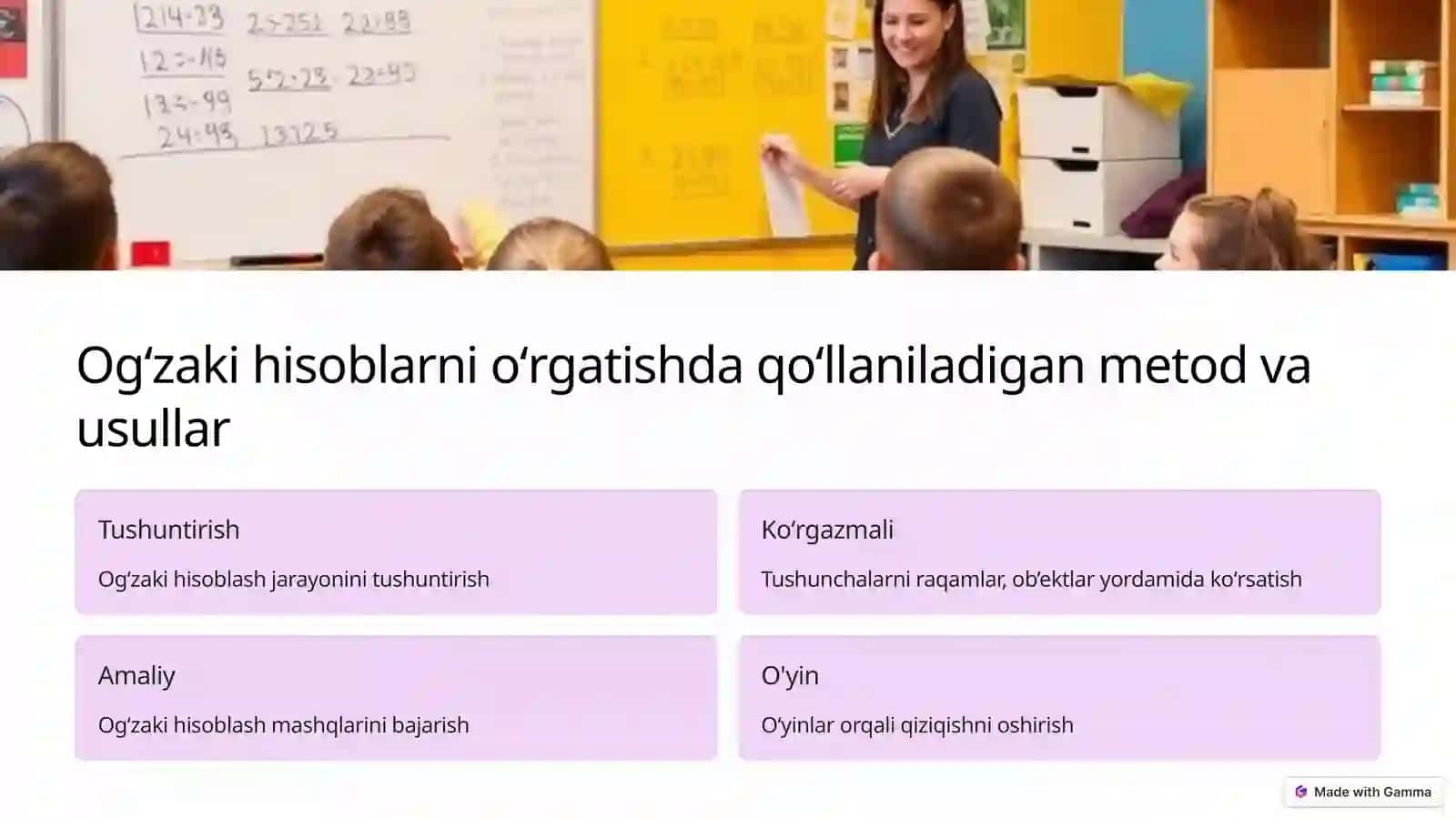 Boshlang’ich sinflarda og’zaki hisoblashga o’rgatish metodikasi 4