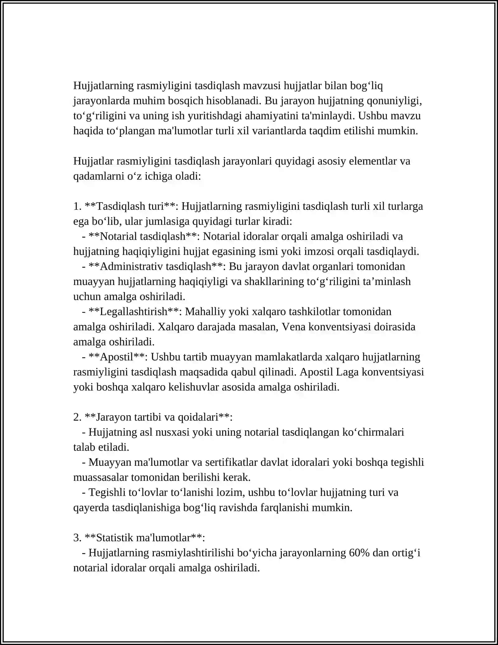 REFERAT Mavzu: ISH HUJJATLARI VA ULARGA QÓYILADIGAN ASOSIY TALABLAR 4