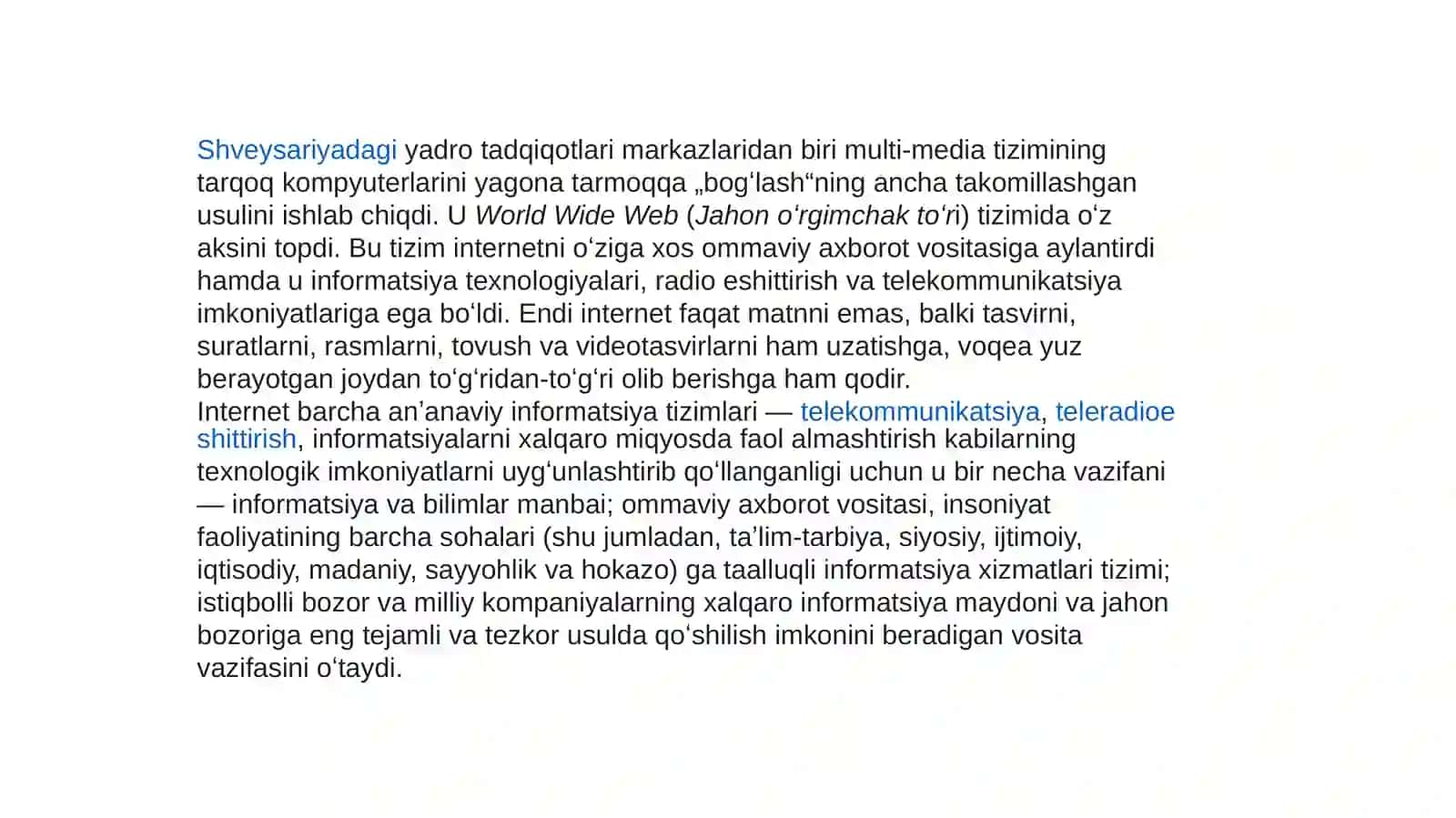 Internet tarmogʻining tuzilishi 4