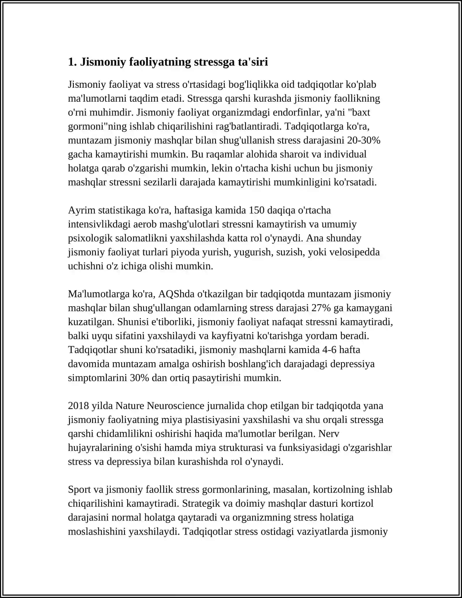 Jismoniy faoliyatning stressga ta'siri 4