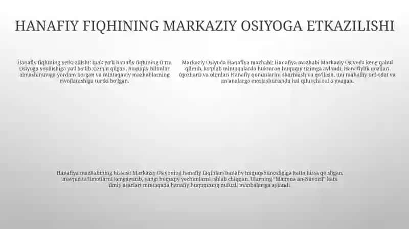 Hanafiya Mazhabi Rivojida Markaziy Osiyo Fihqlarining Roli Va Hissasi 4