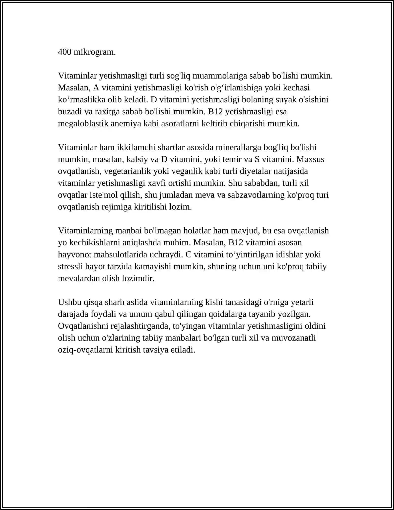 Vitamin Xillari, Tuzilishi va Ahmiyat 4