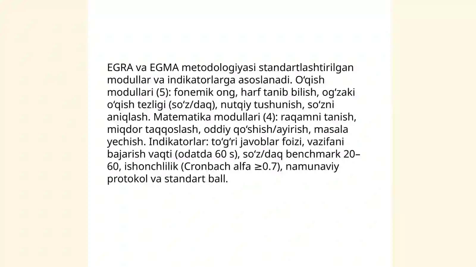 EGMA va EGRA xalqaro baholash dasturlari 4