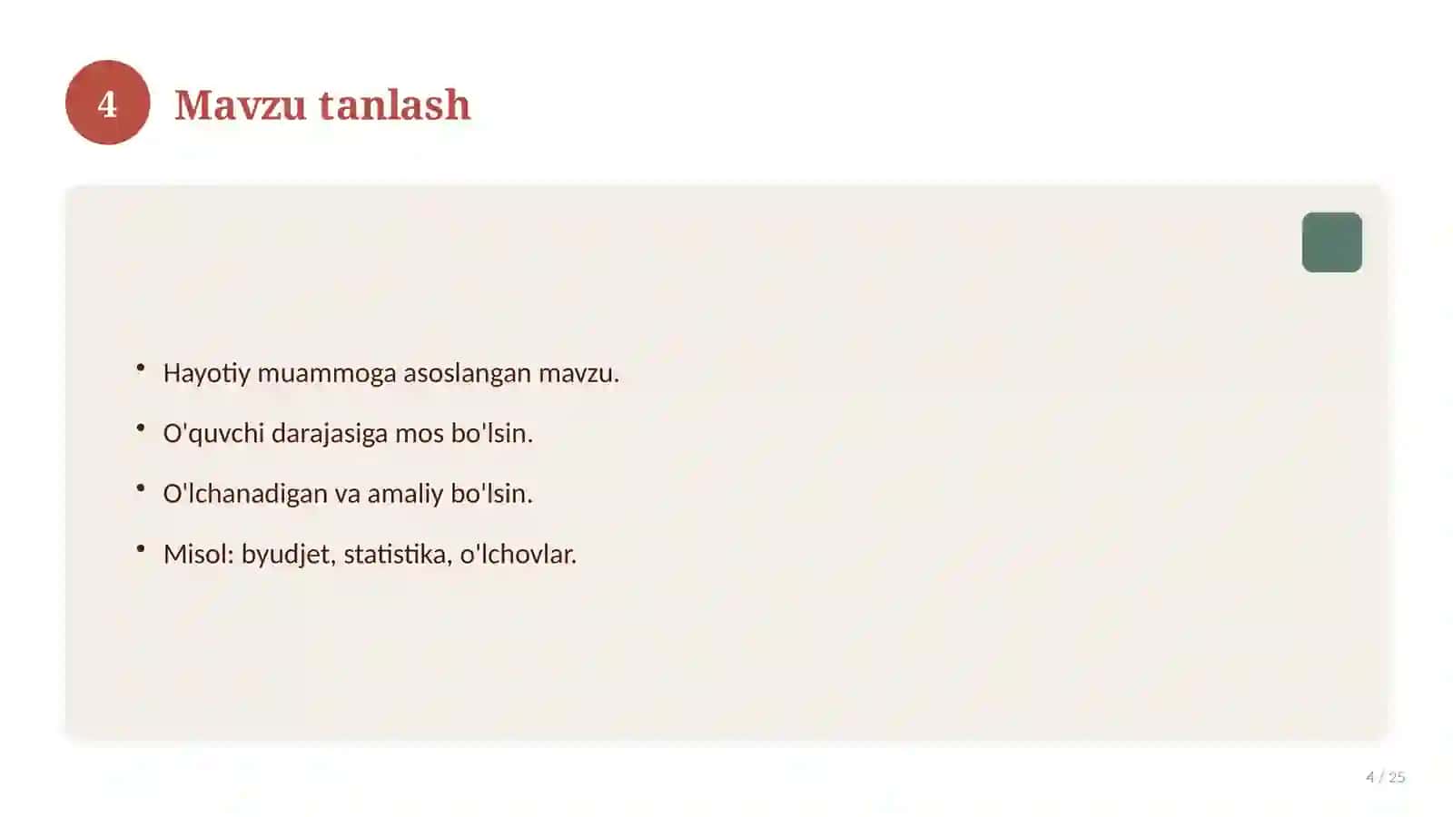 7-sinf matematika fanidan Loyiha ishi 4