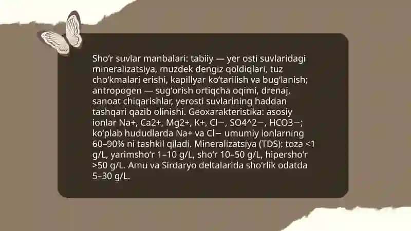 Oʻzbekiston sharoitida shoʻr suvlarni chuchuklashtirish gʻoyasini yaratish 4