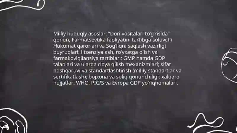 Dori vositalari va tibbiy buyumlarning ulgurji savdo foaliyati. GDP qoidalari 4
