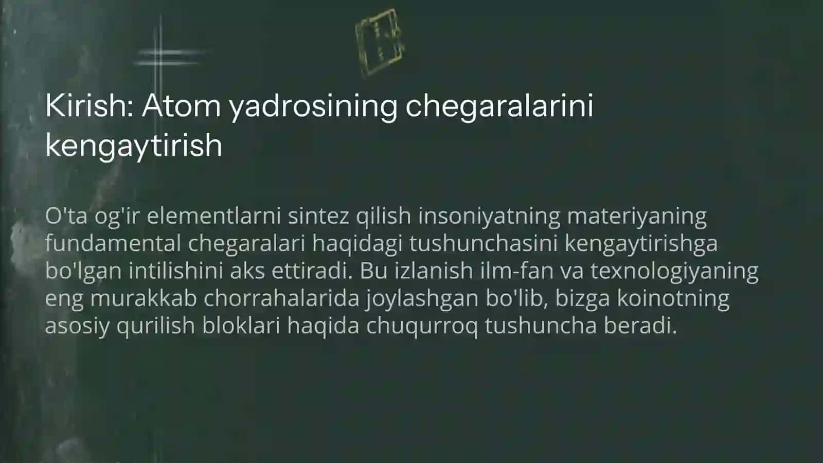 O'ta og'ir elementlarning sintez qilinish imkoniyatlari 4