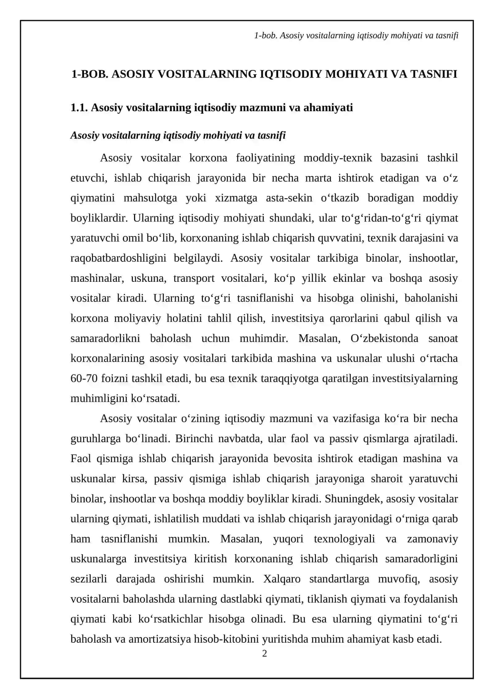 Asosiy vositalardan samarali foydalanish ko‘rsatkichlari tahlili va uni oshirish yo‘llari 4