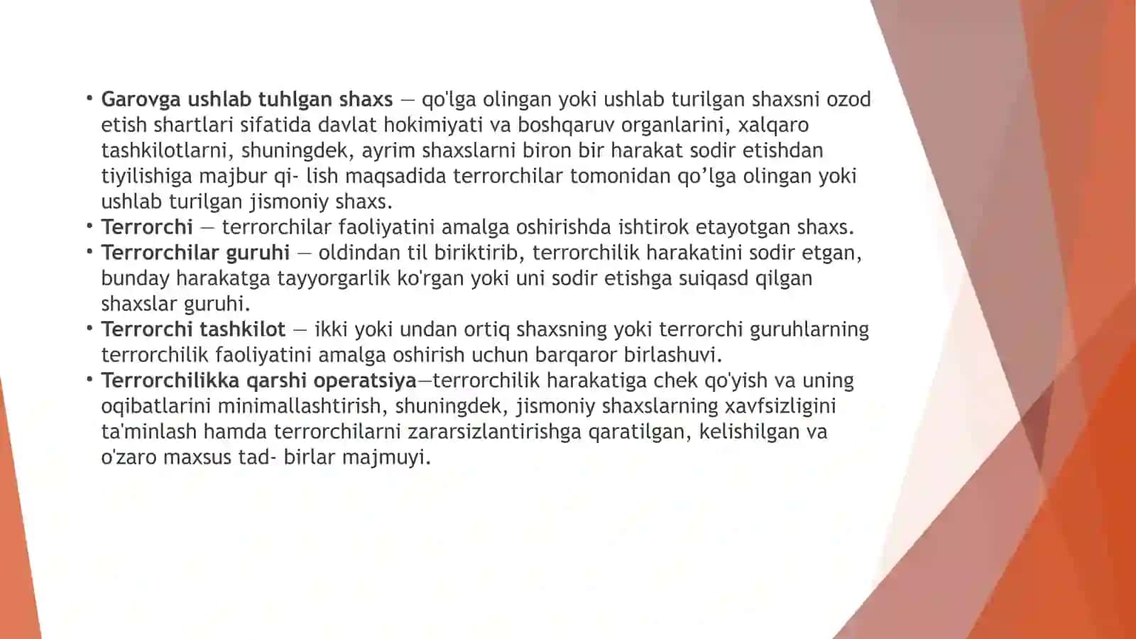 Terrorizm va aholi muhofazasi 4