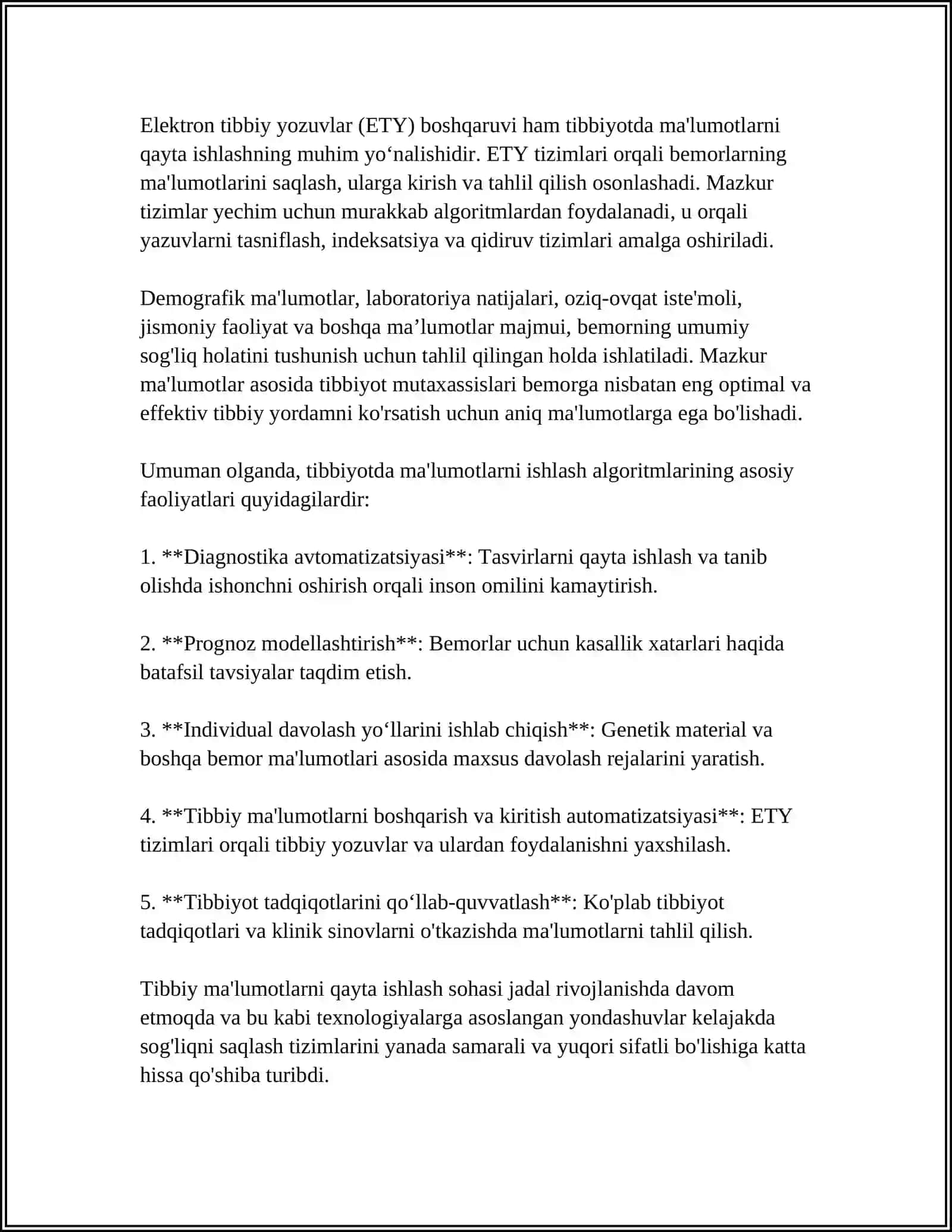 TIBBIYOT MASALALARINI YECHISHDA AXBOROT TEXNOLOGIYALARINI DASTURIY TA'MINOTI 4
