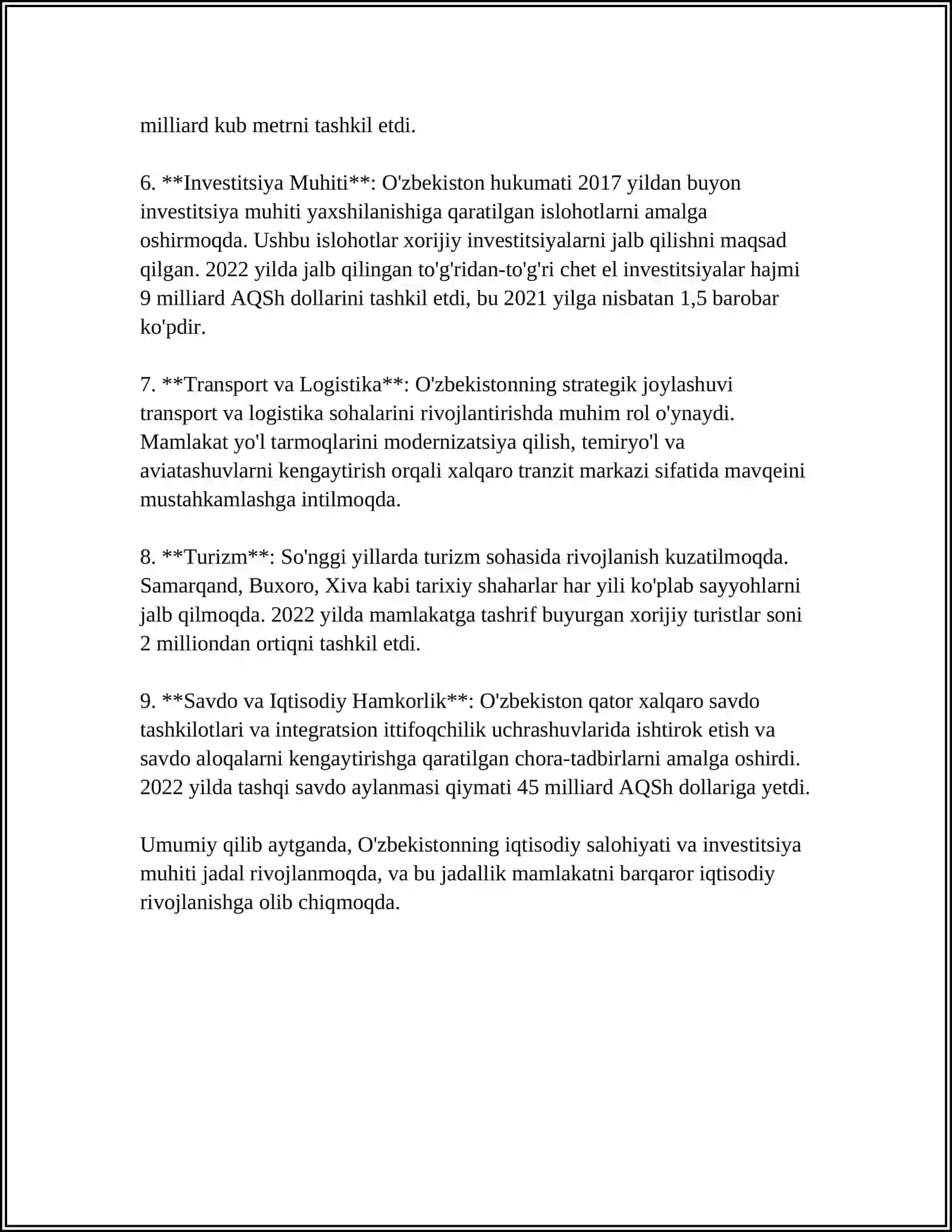 O‘zbekiston Hududiga Investitsiya Jalb Qilishning O‘ziga Xos Hususiyatlari 4