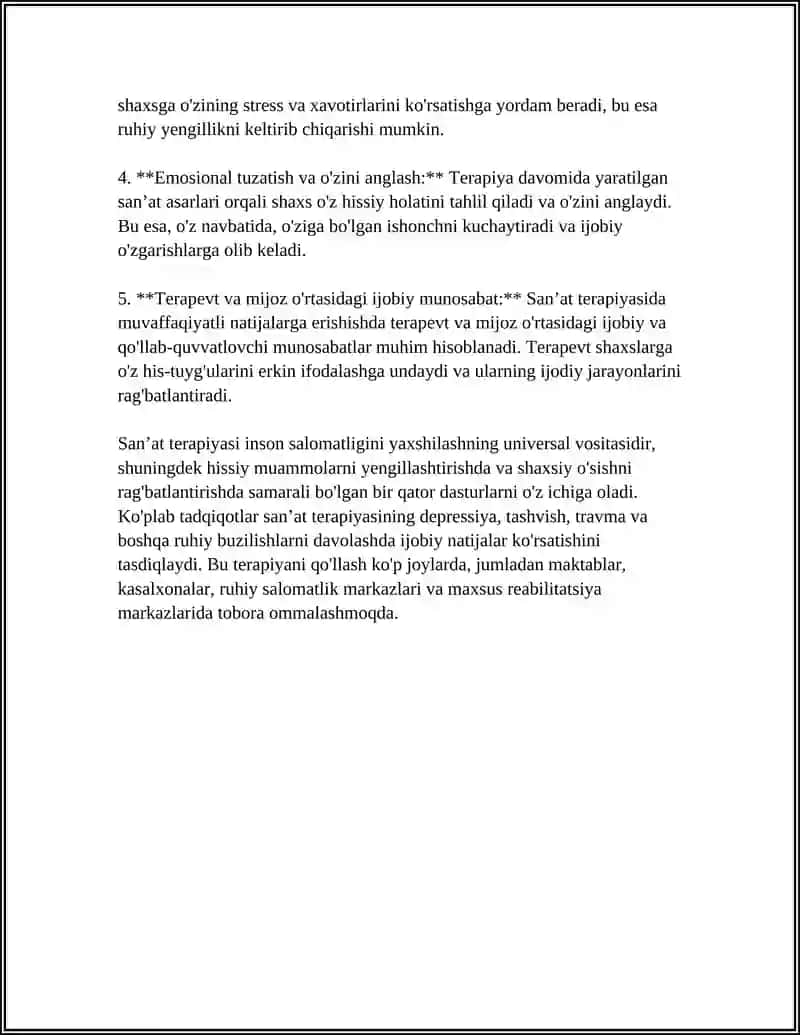 ART TERAPIYA PSIXOLOGIK YORDAM KO'RINISHI SIFATIDA 4