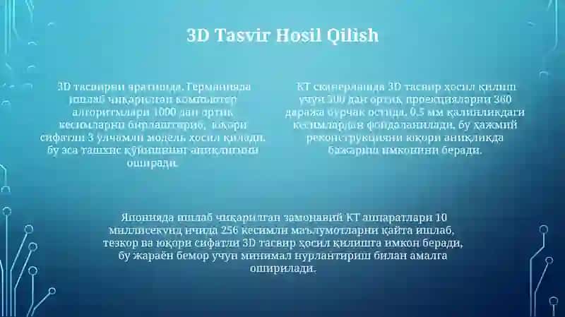 Kompyuter Tomografiyasi va uni ishlashini fizik asoslari 4