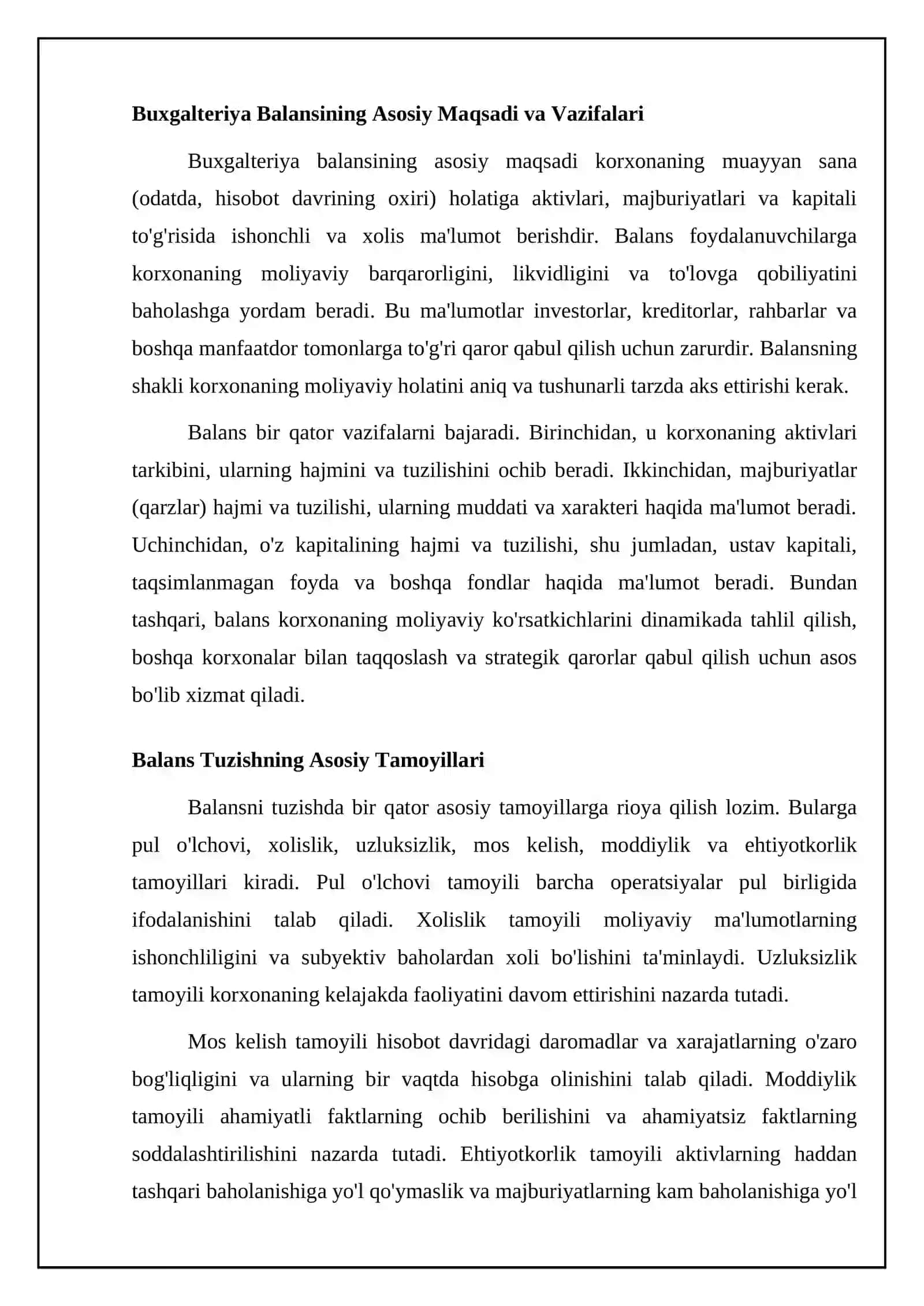 Buxgalteriya balansi tuzishning asosiy tamoyillari va balansni tuzish 4