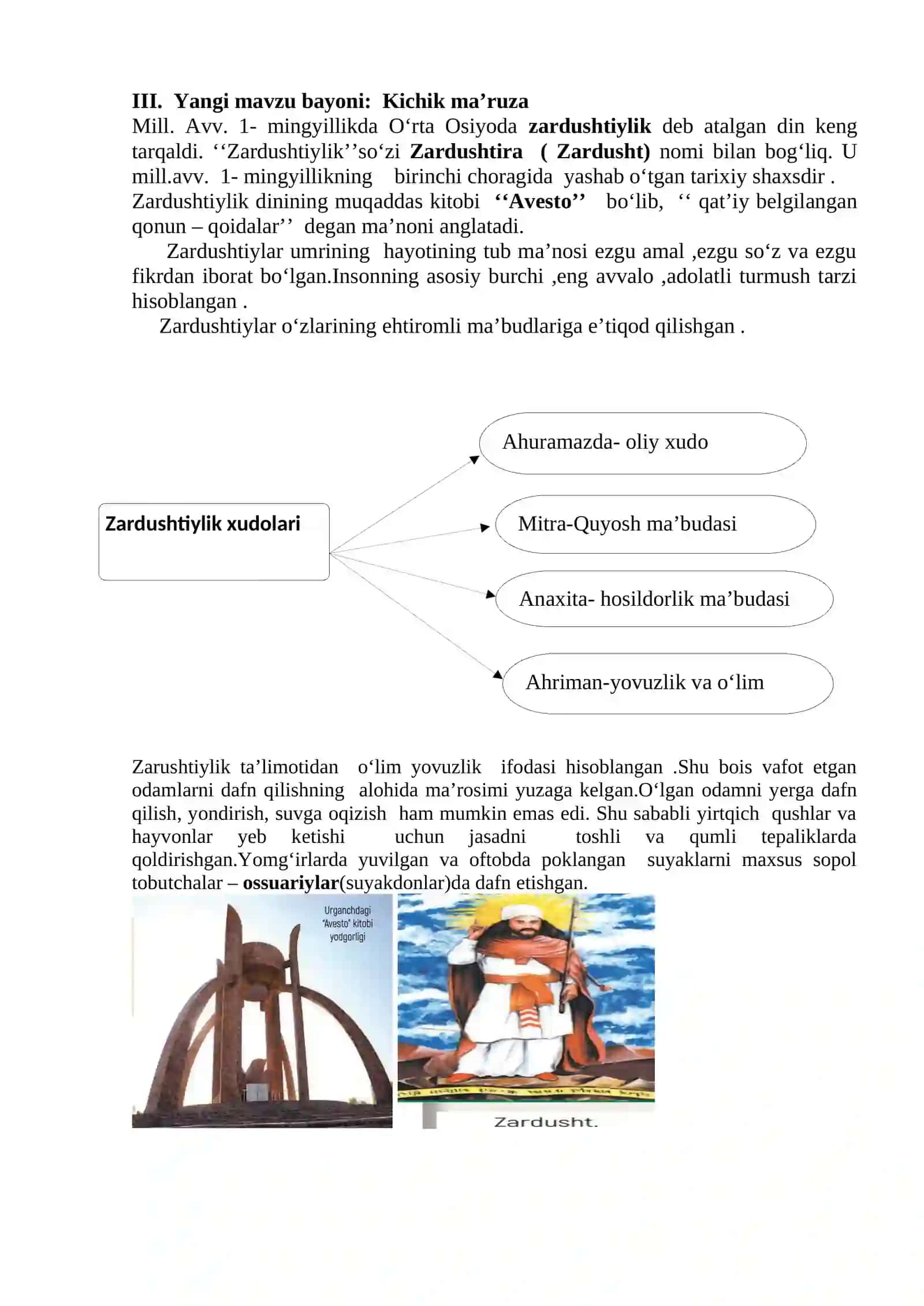 6-sinf Tarix fanidan Zardushtiylik mavzusida dars ishlanma 4
