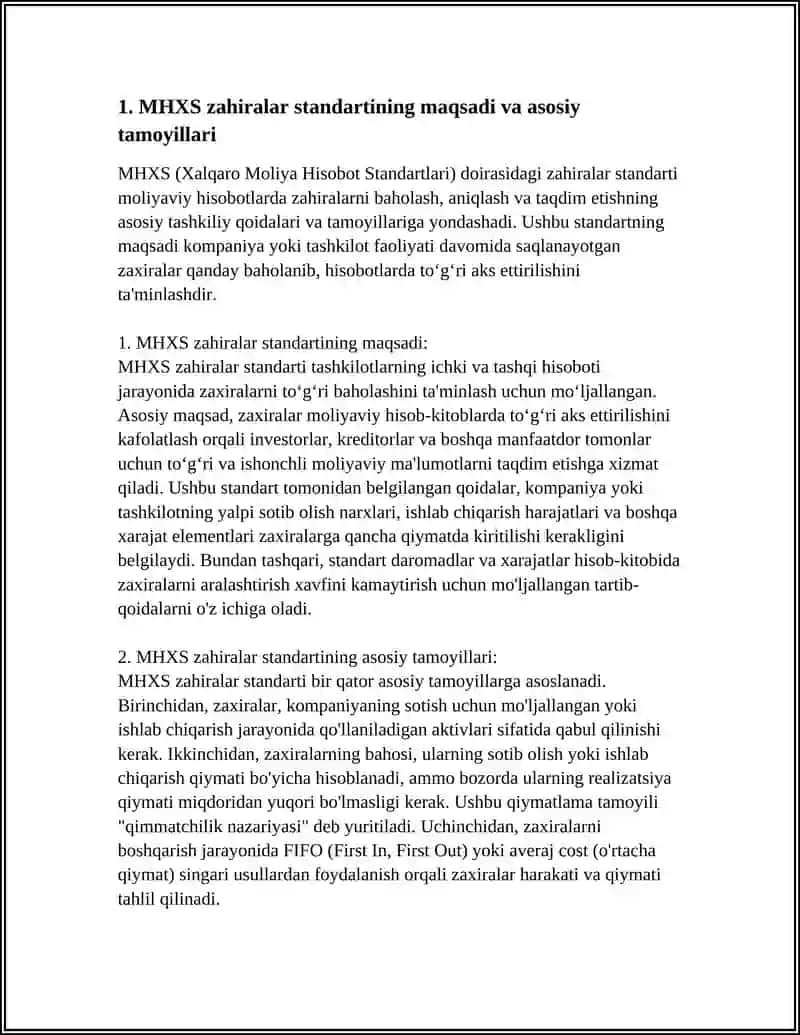 Zahiralar standartining maqsadi va asosiy tamoyillari 4