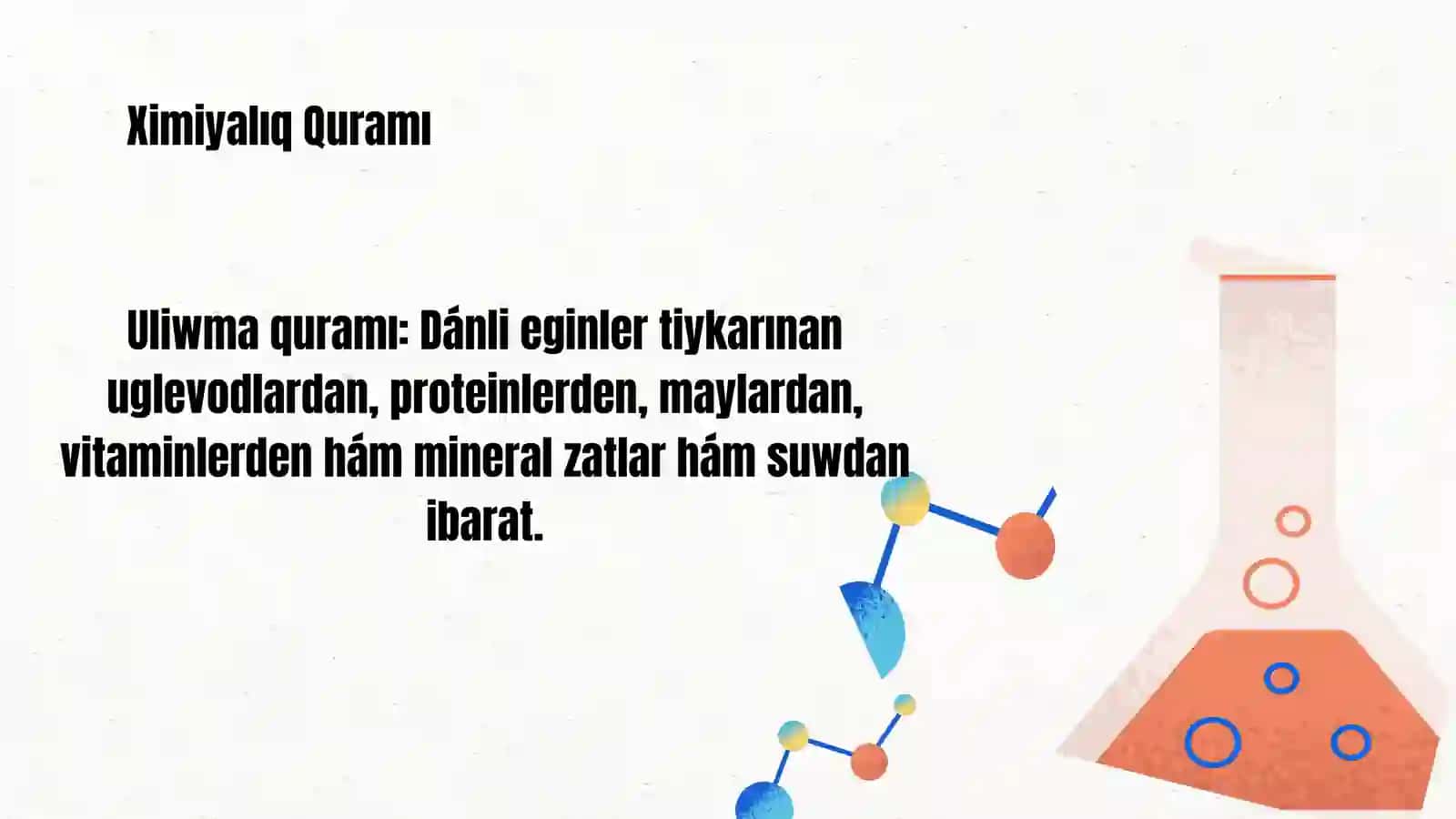 TURLI EGINLERDIŃ XIMIYALIQ QURAMI HÁM OLARDIŃ TURLI TARAWLARDA PAYDALANIW 4