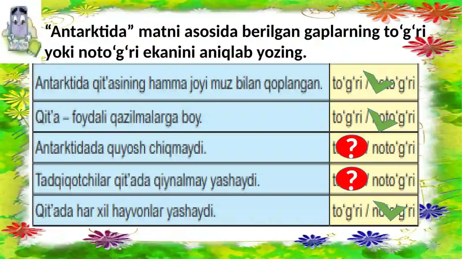 Antarktida matni asosida topshiriqlar 4