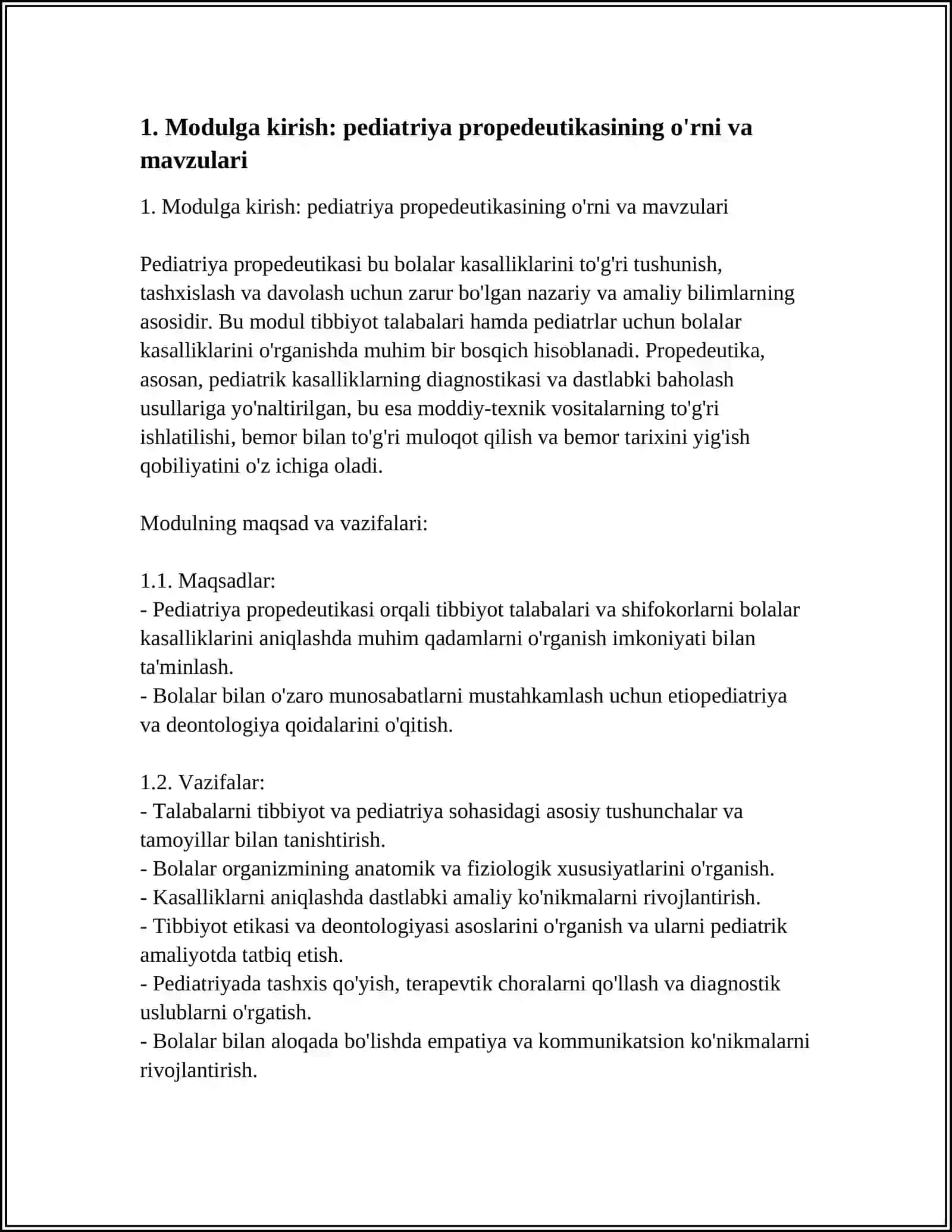 BOLALAR KASALLIKLARI PROPEDEVTIKASI MODULIGA 4