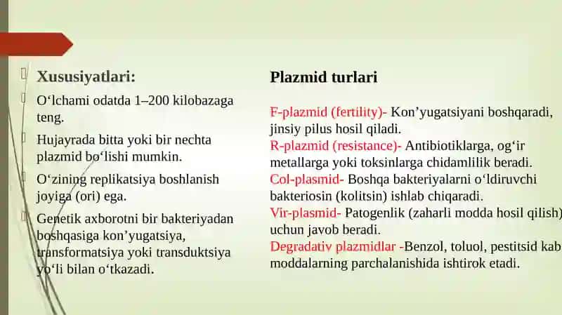 Bakterialirsiyatning xromosomadan tashqari omillari 4