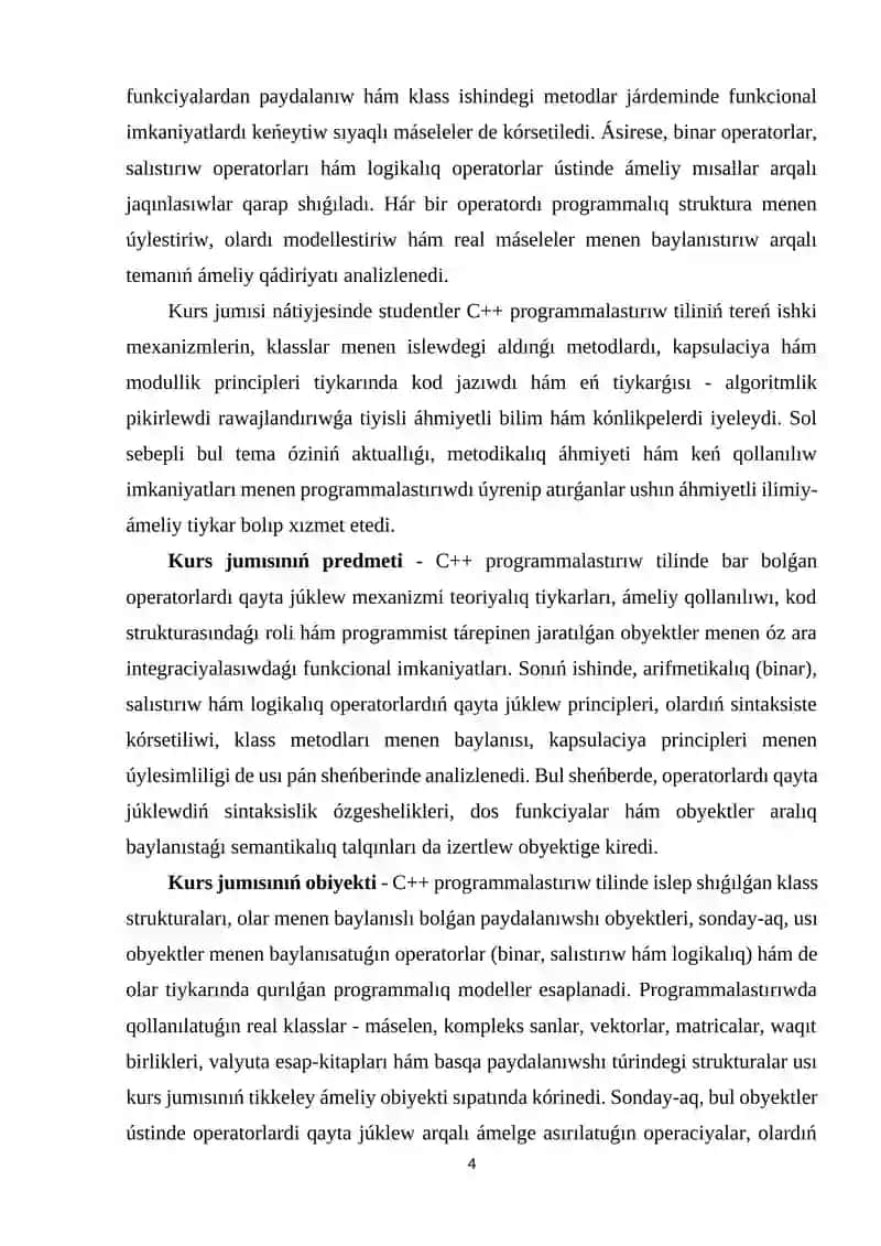C++ tilinde operatorlardı qayta júklew (binar operatori, salıstırıw hám logikalıq operatorlar) 4