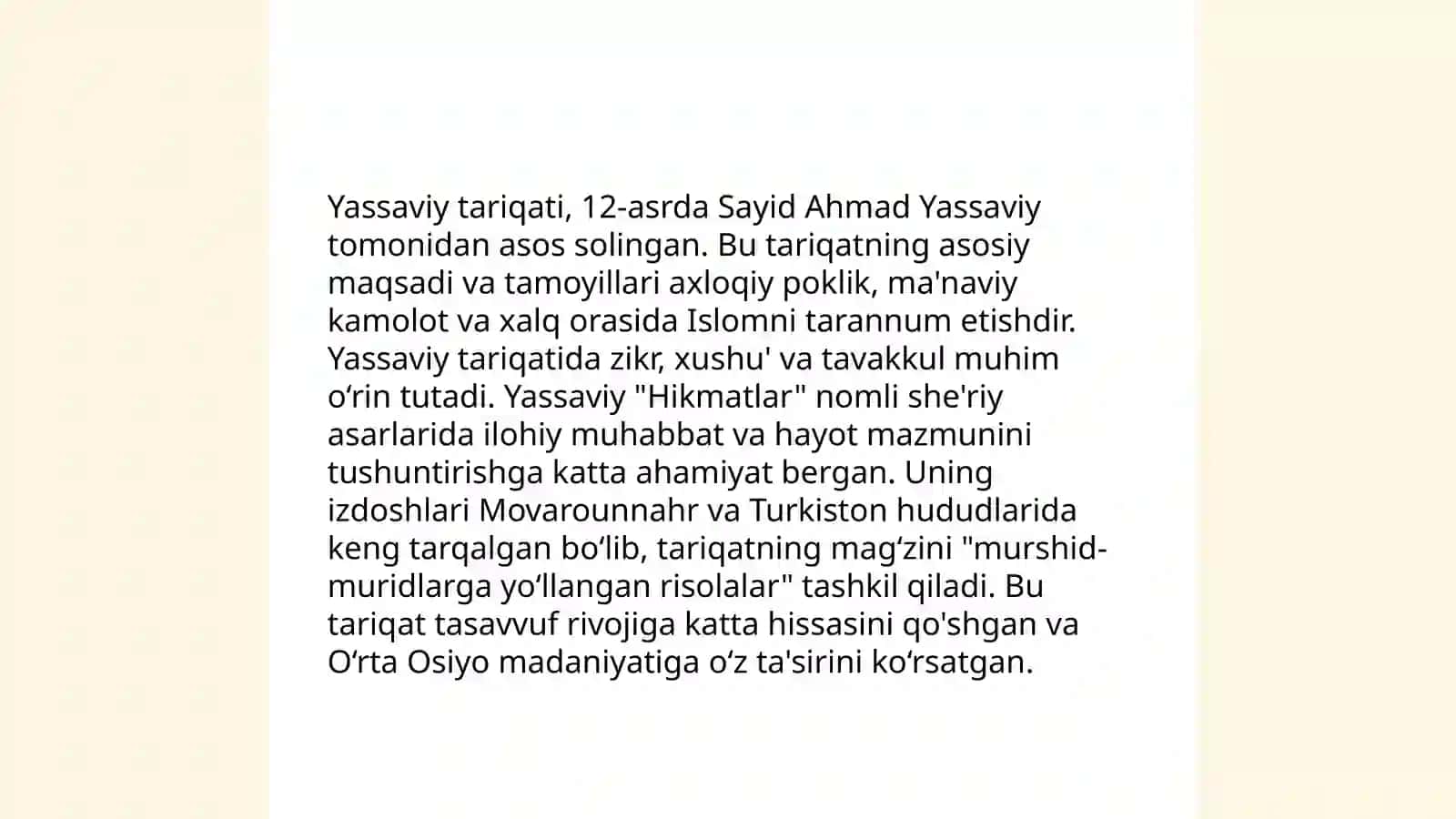 Xoja Ahmad Yassaviy hayoti va ijodini grafik organayzerlar yordamida oʻrganish 4