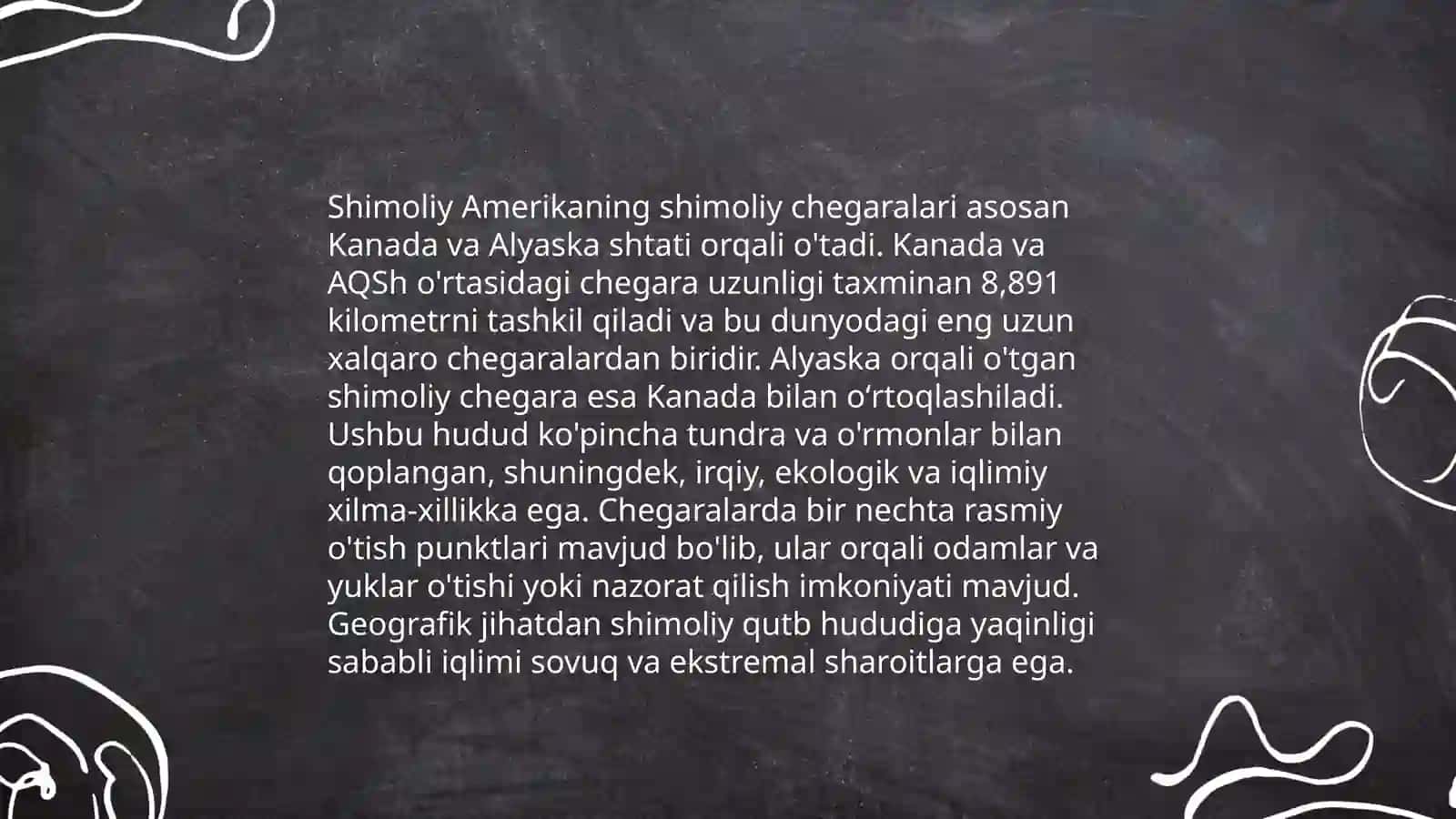 Shimoliy Amerika materigi geografik oʻrni, okean qismlari, orollari va chekka nuqtalari 4