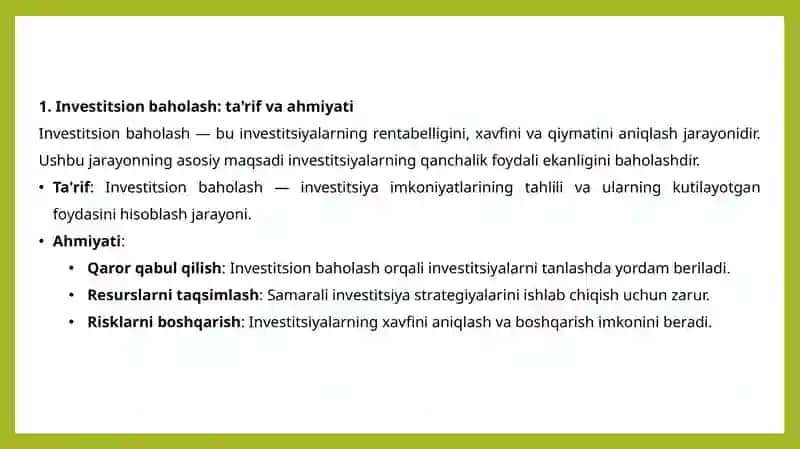 Investitsion baholash usullari 4