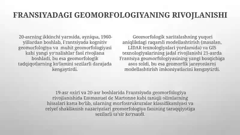 XIX-XXI asrlarda Fransiyada Geografiyaning rivojlanish xususiyatlari 4