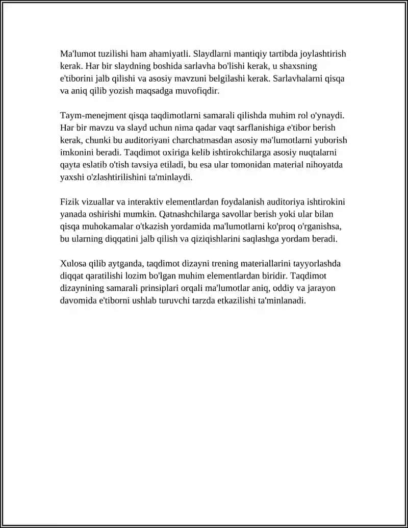 TAQDIMOT DASTURLARI YORDAMIDA TRENING VA SEMINARLAR UCHUN MATERIAL TAYYORLASH 4