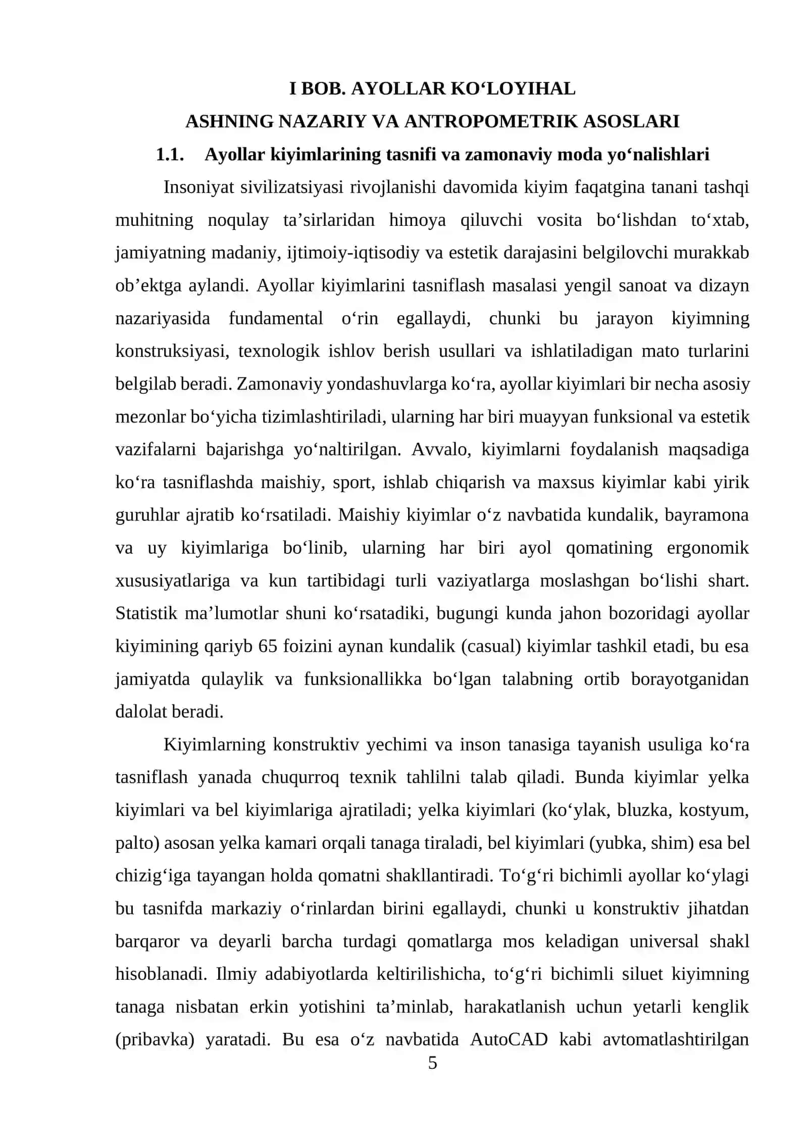 Ayollar to‘g‘ri bichimli ko‘ylagini AutoCAD dasturida loyihalash 4