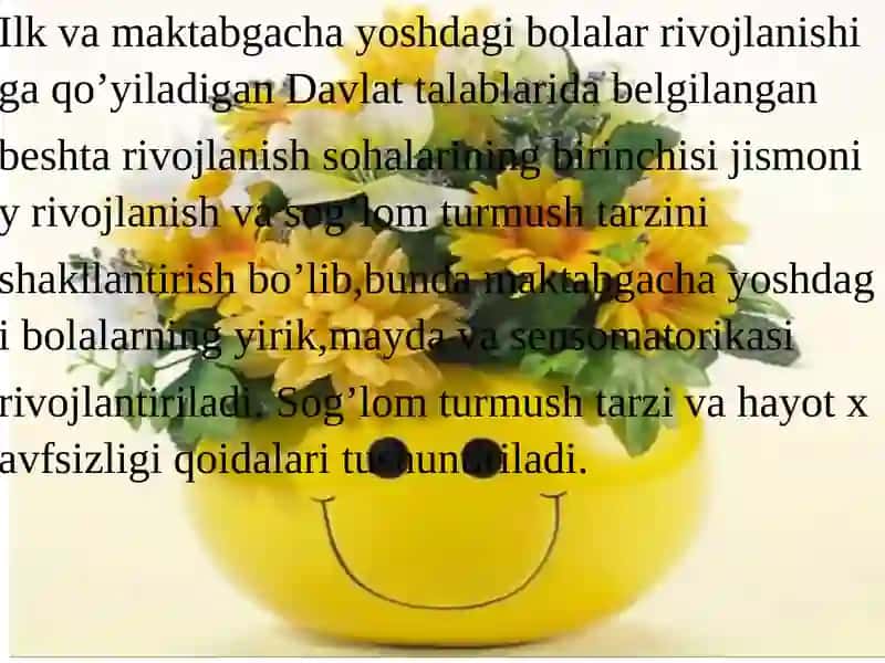 Jismoni yirvojlanish va sog'liq turmush tarzini shakllanish sohasi 4