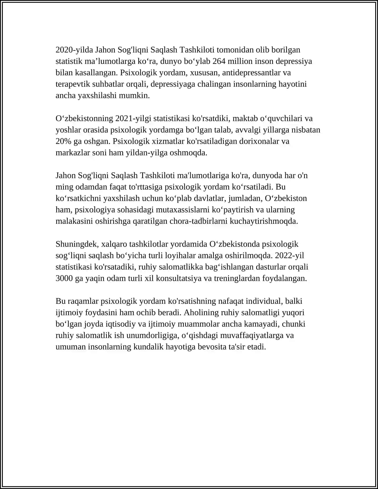 KRIZIS XOLATIDAGI KATTA YOSHDAGI BEMOR BOLALARGA MASLAXAT BERISH 4