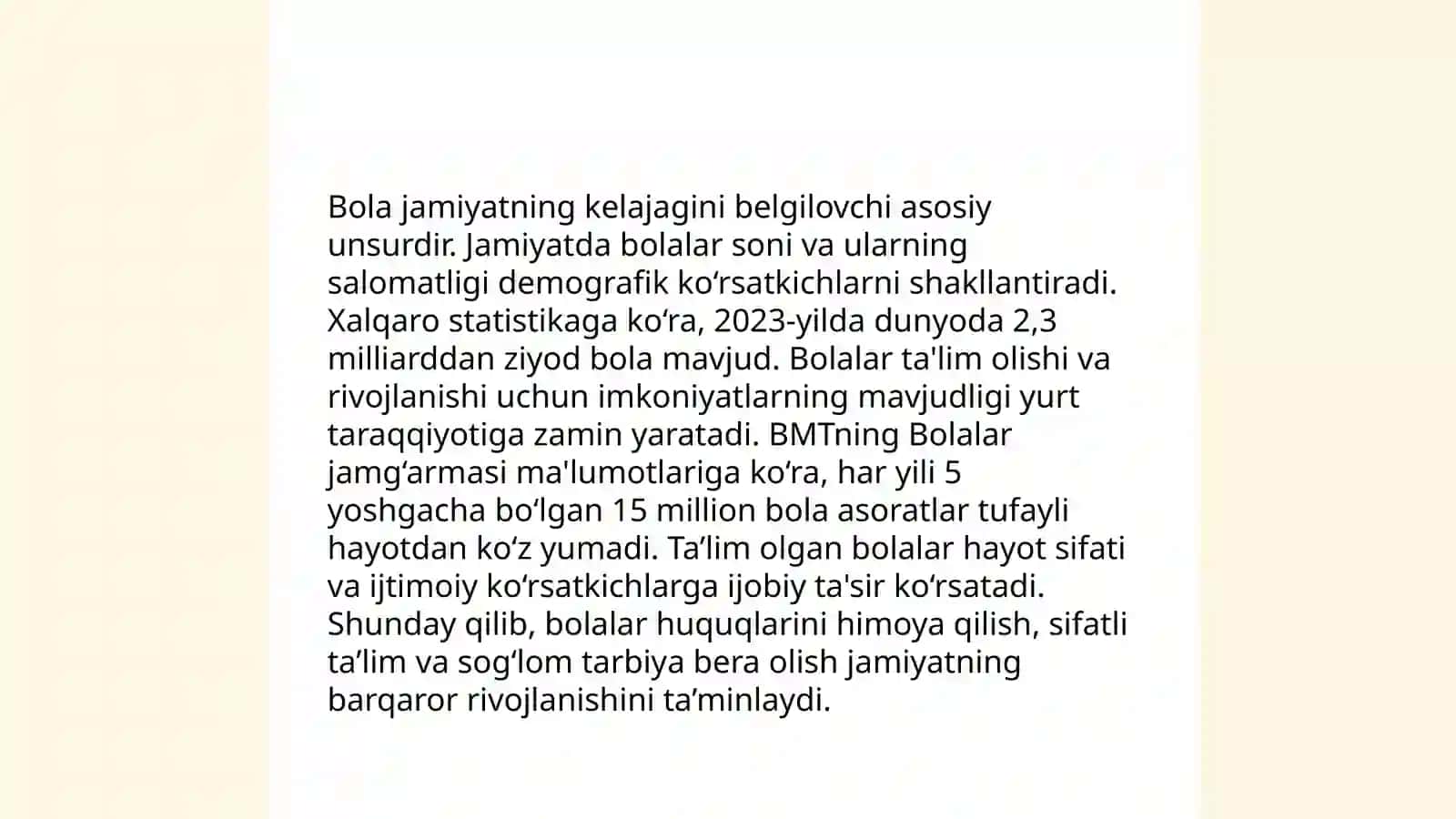 Bolalik insonning ijtimoiy xayot me'yorlarini egallay boshlash davri 4