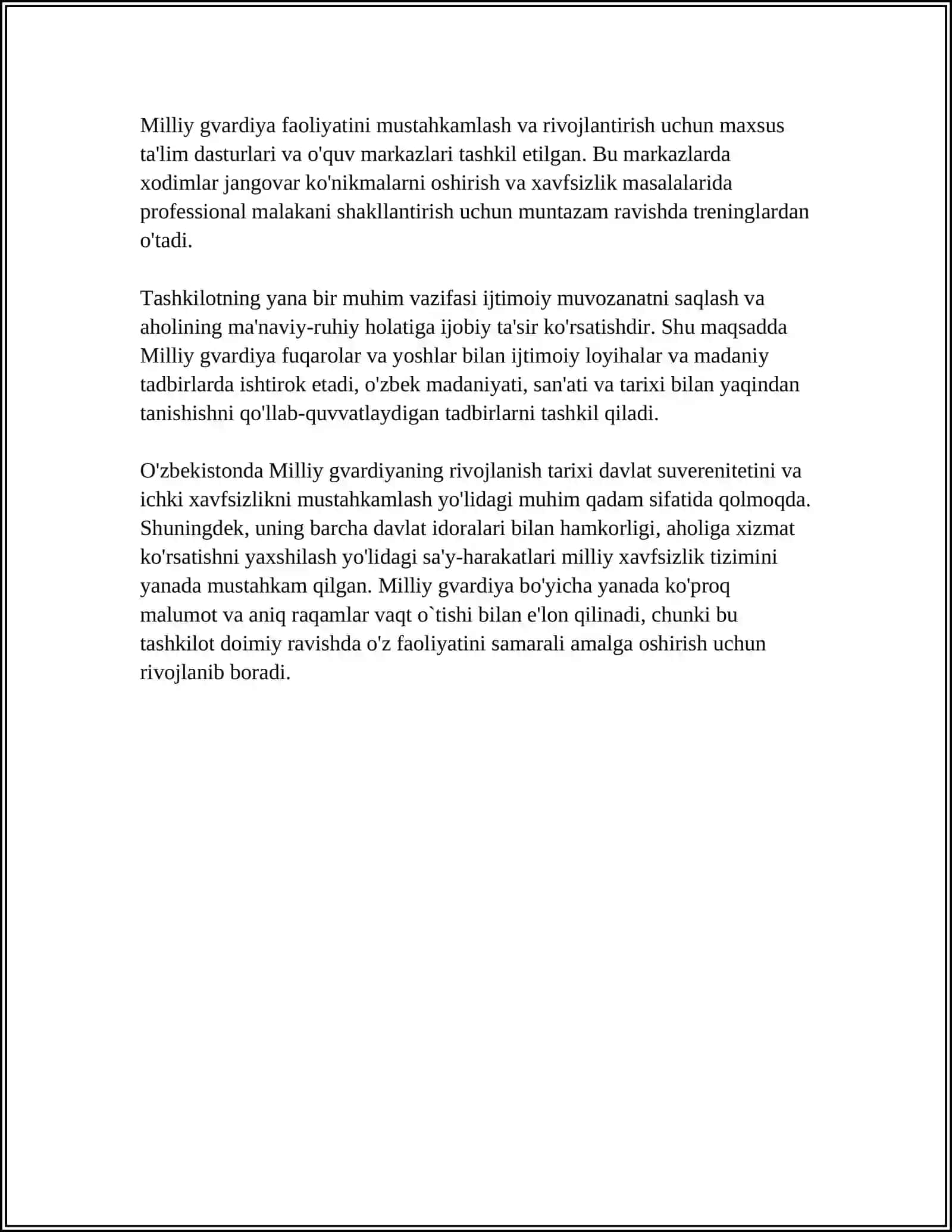 MILLIY GVARDIYA ORGANI, FAOLIYATINING ASOSIY YÓNALISHLARI 4
