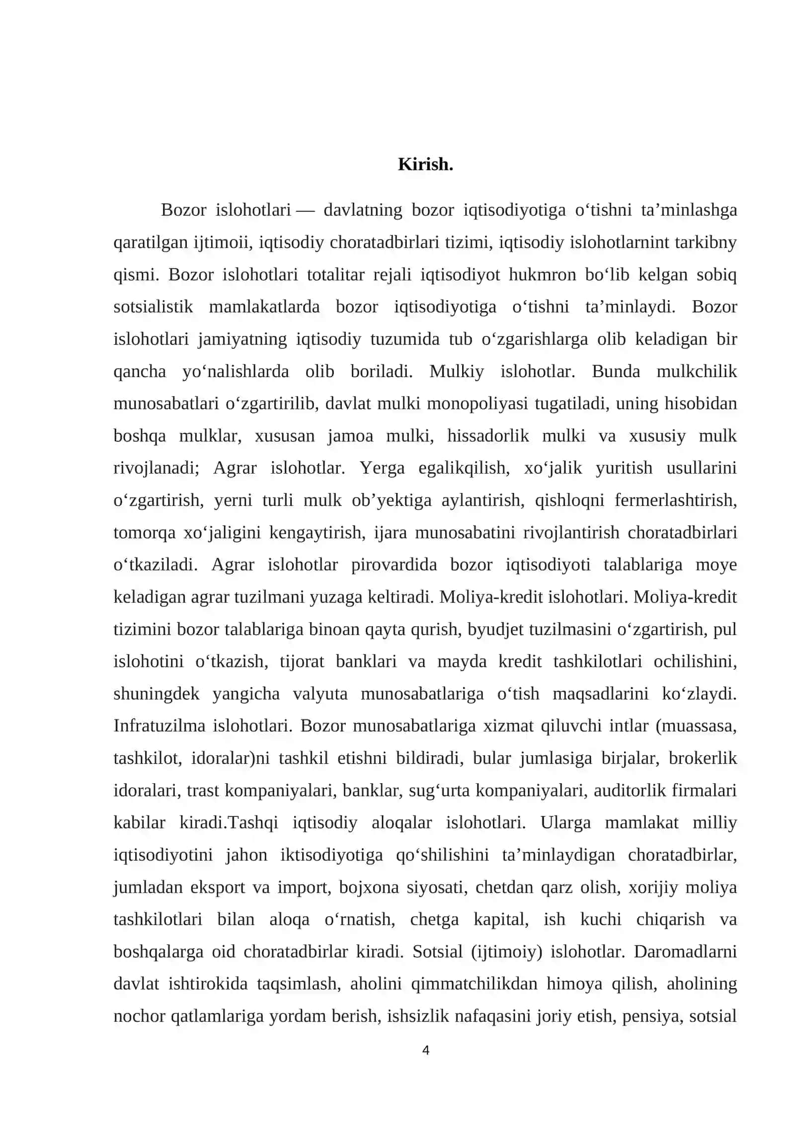 Bozor islohotlari mohiyati va o'tish davrdagi o'ziga xos xususiyatlari 4