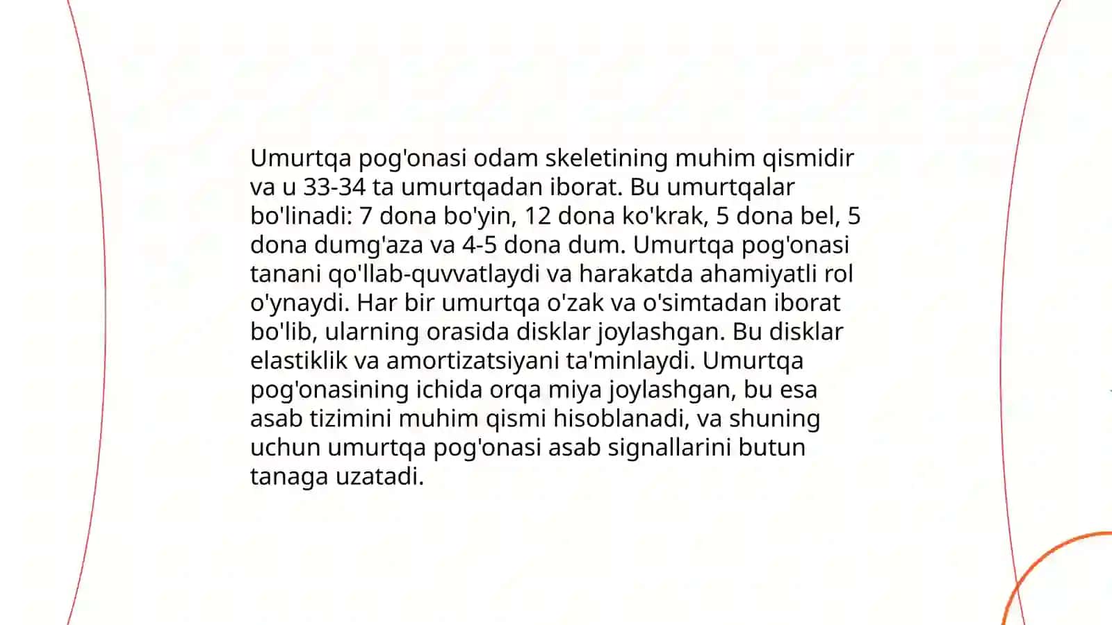 Skeletning sigmental tuzulishi umurtqalarning yoshga va jinsga boģliq holda òzgarishi 4