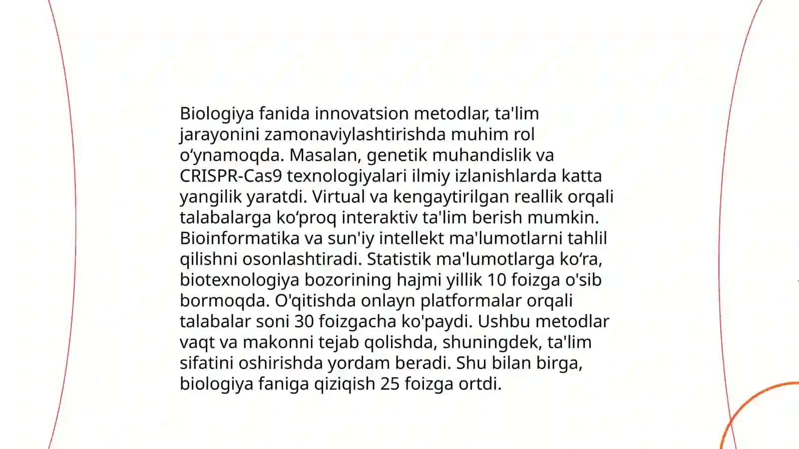 Biologik taʼlim mazmuni, metodlari, vositalari va shakllarining uygʻunligi 4