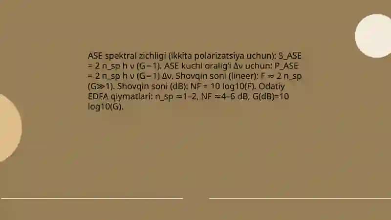Optik tolali aloqa tizimlarida qoʻllaniladigan kuchaytirhichlarning asosiy parametrlarini hisoblash 4