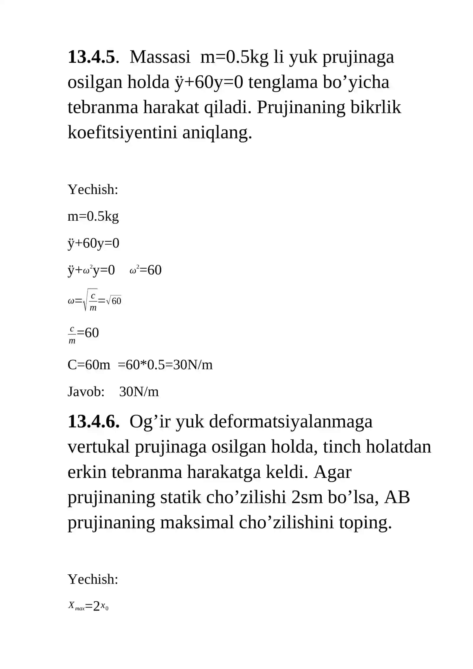 Moddiy nuqtaning erkin tebranma harakati 4