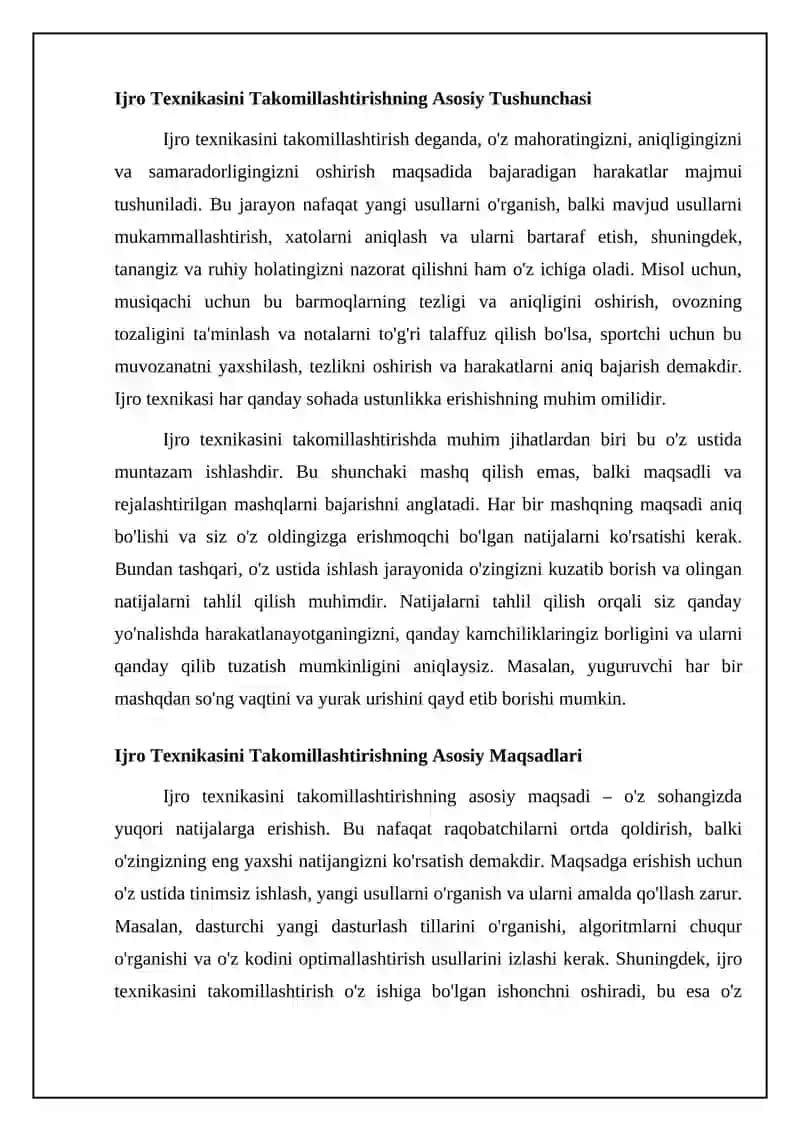 Ijrochilik texnikasini rivojlantirish ustida ishlash 4